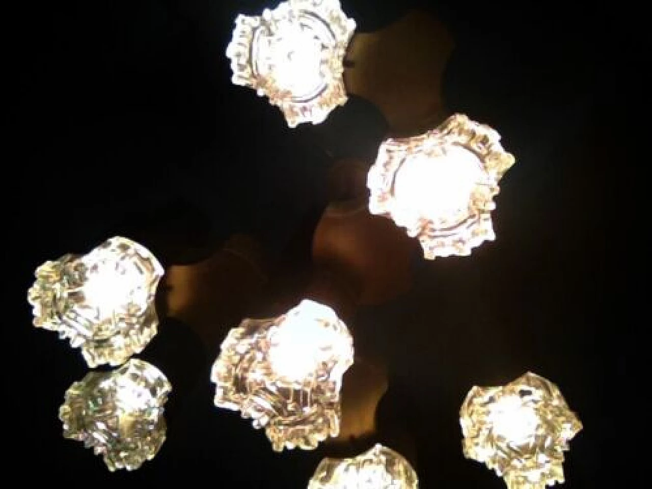 Seven-light metal and glass chandelier for Sciolari, 1970s 1