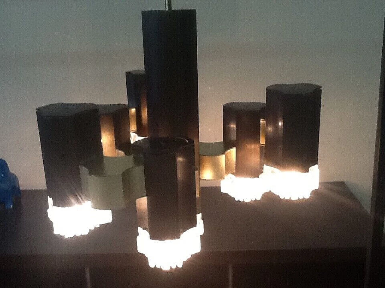 Seven-light metal and glass chandelier for Sciolari, 1970s 2