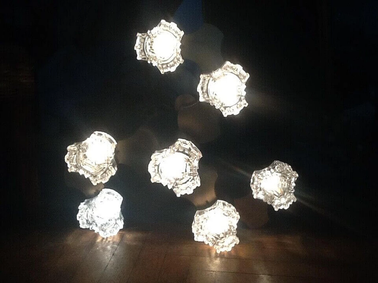 Seven-light metal and glass chandelier for Sciolari, 1970s 6