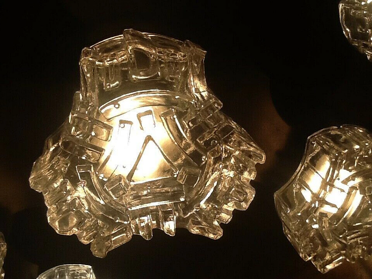 Lampadario a sette luci in metallo e vetro per Sciolari, anni '70 8