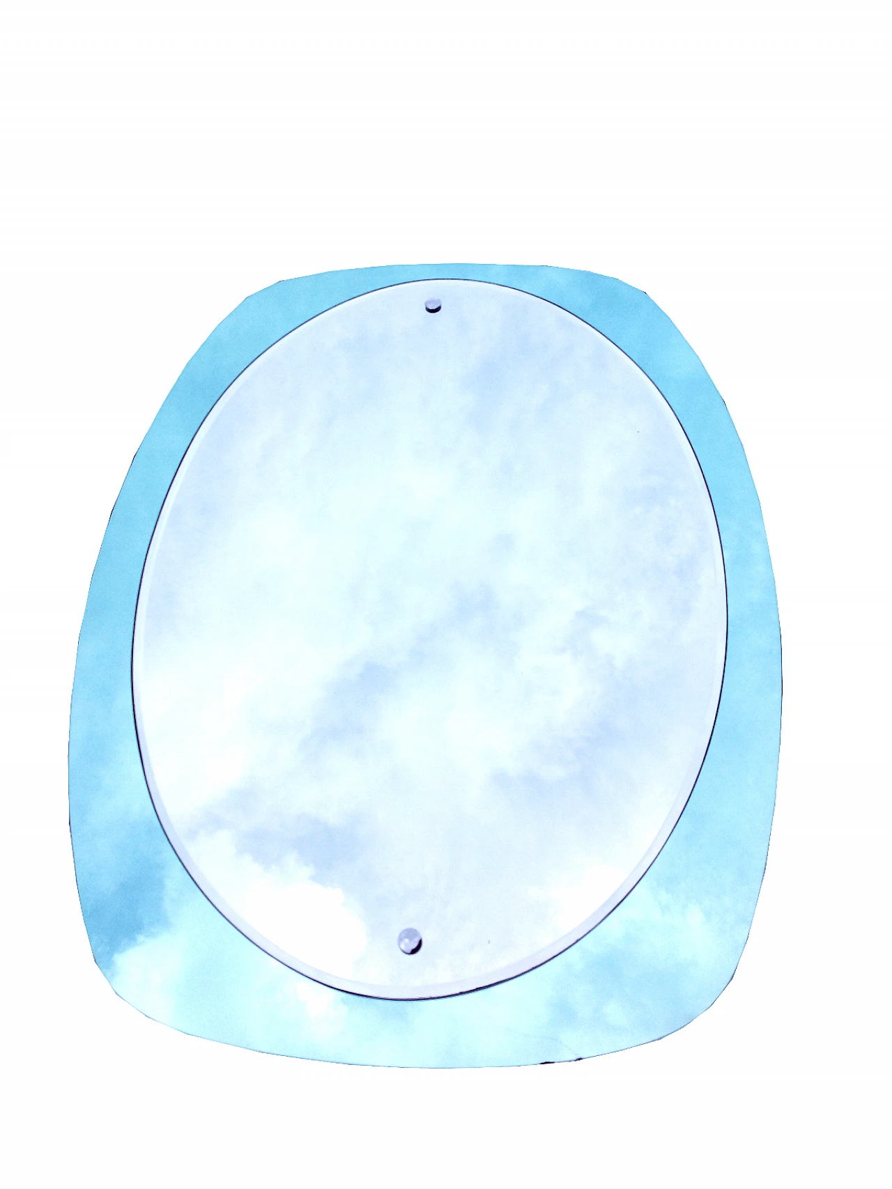 Specchio ovale con cornice azzurra, anni '60 1