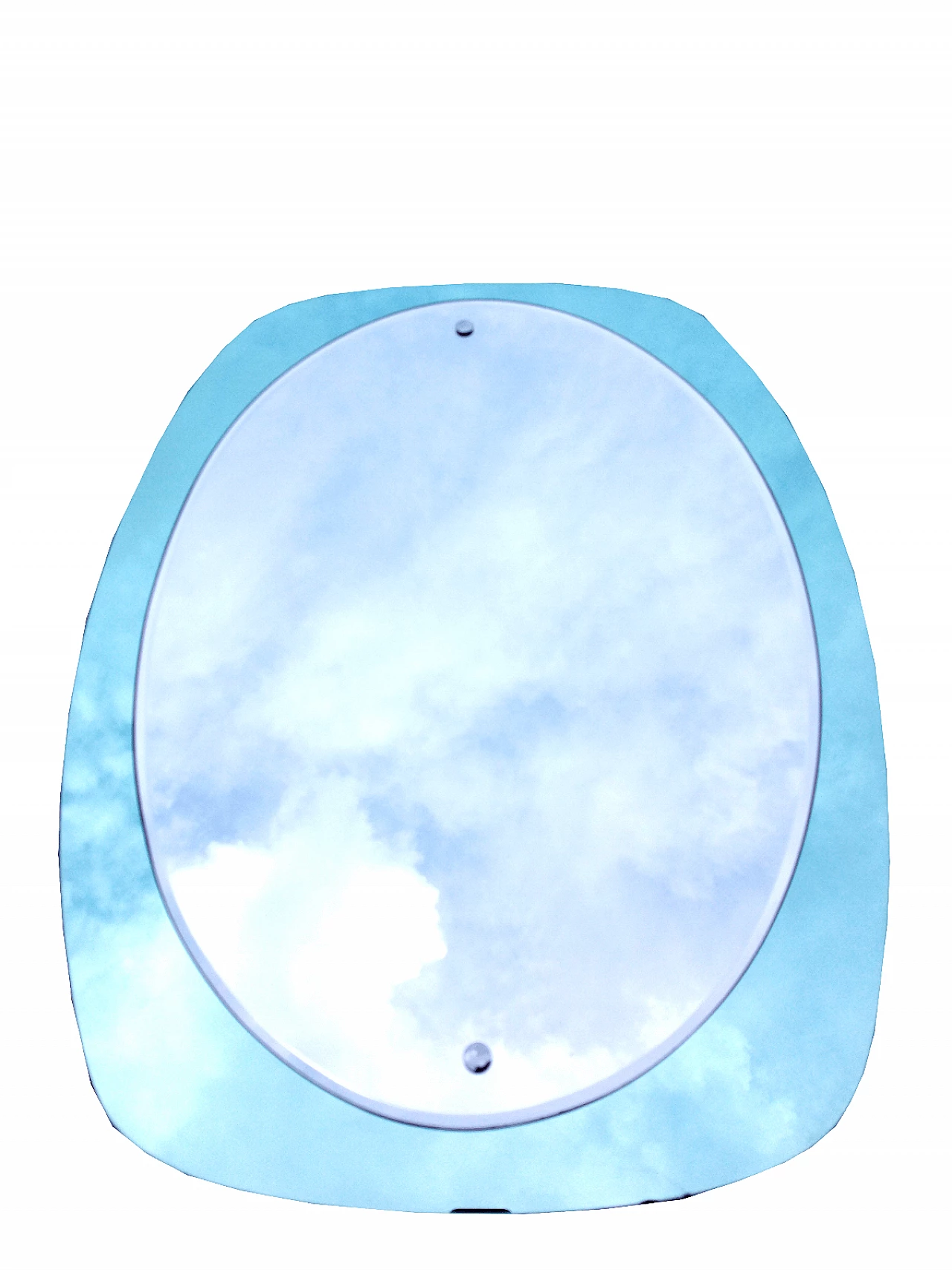 Specchio ovale con cornice azzurra, anni '60 2
