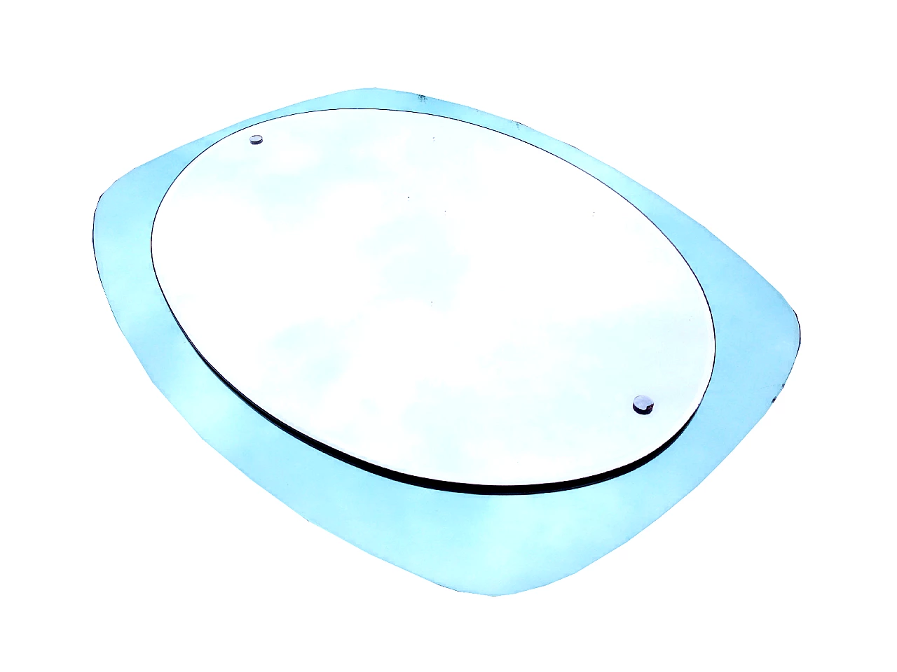 Specchio ovale con cornice azzurra, anni '60 8