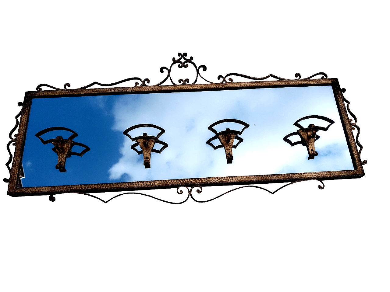 Wall coat rack with mirror by Pier Luigi Colli, 1950s 4