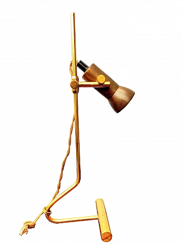 Brass table lamp attributed to Gino Sarfatti, 1950s