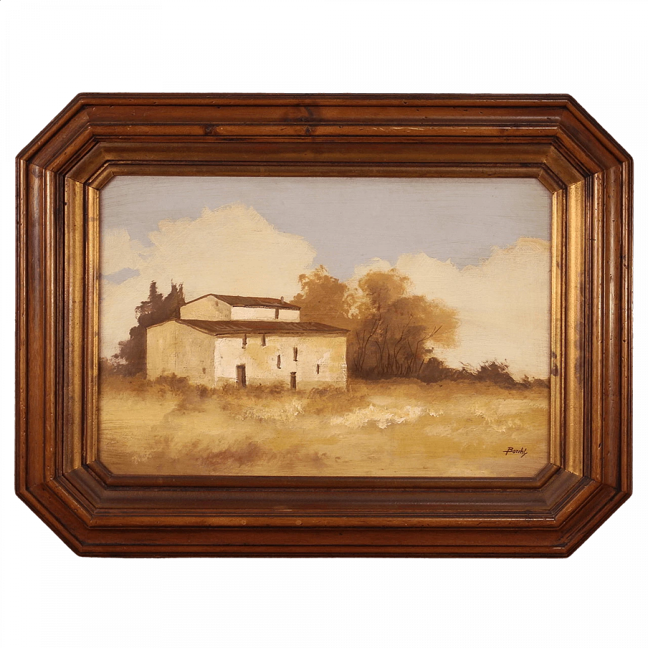 Landscape with building, oil on masonite, 1970s 13