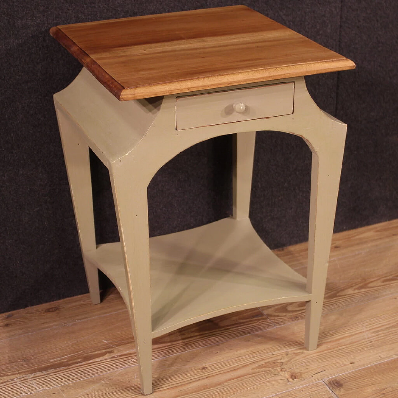 Pair of carved wooden bedside tables with drawer, 1980s 9
