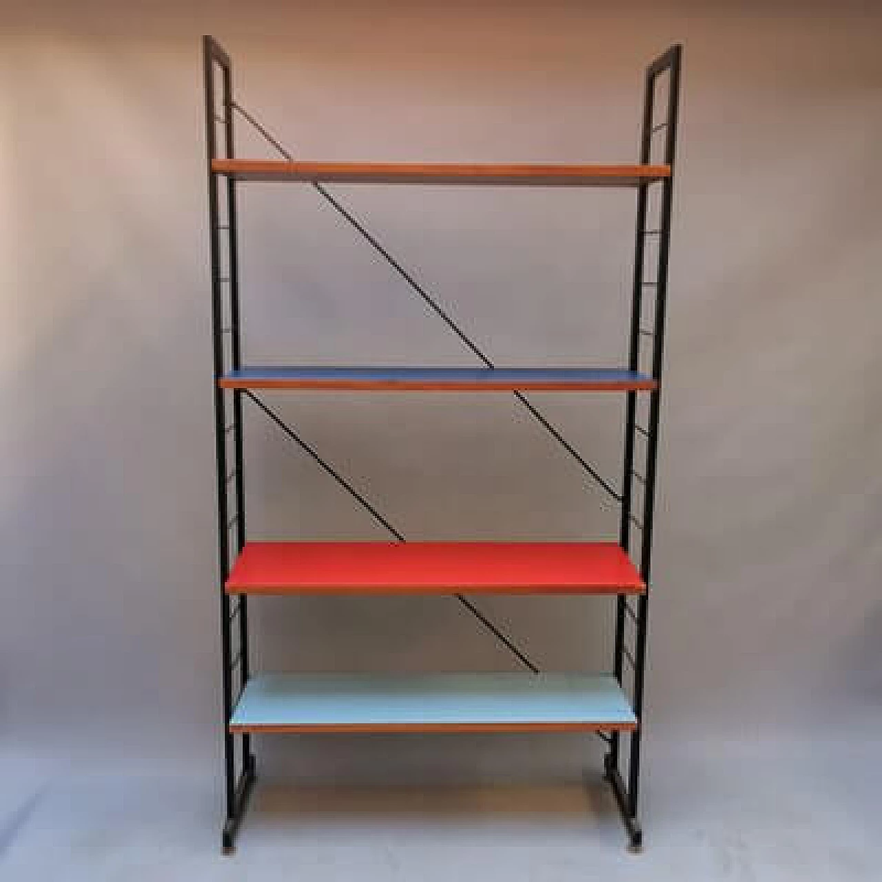 Bookcase with coloured formica shelves, 1960s 1