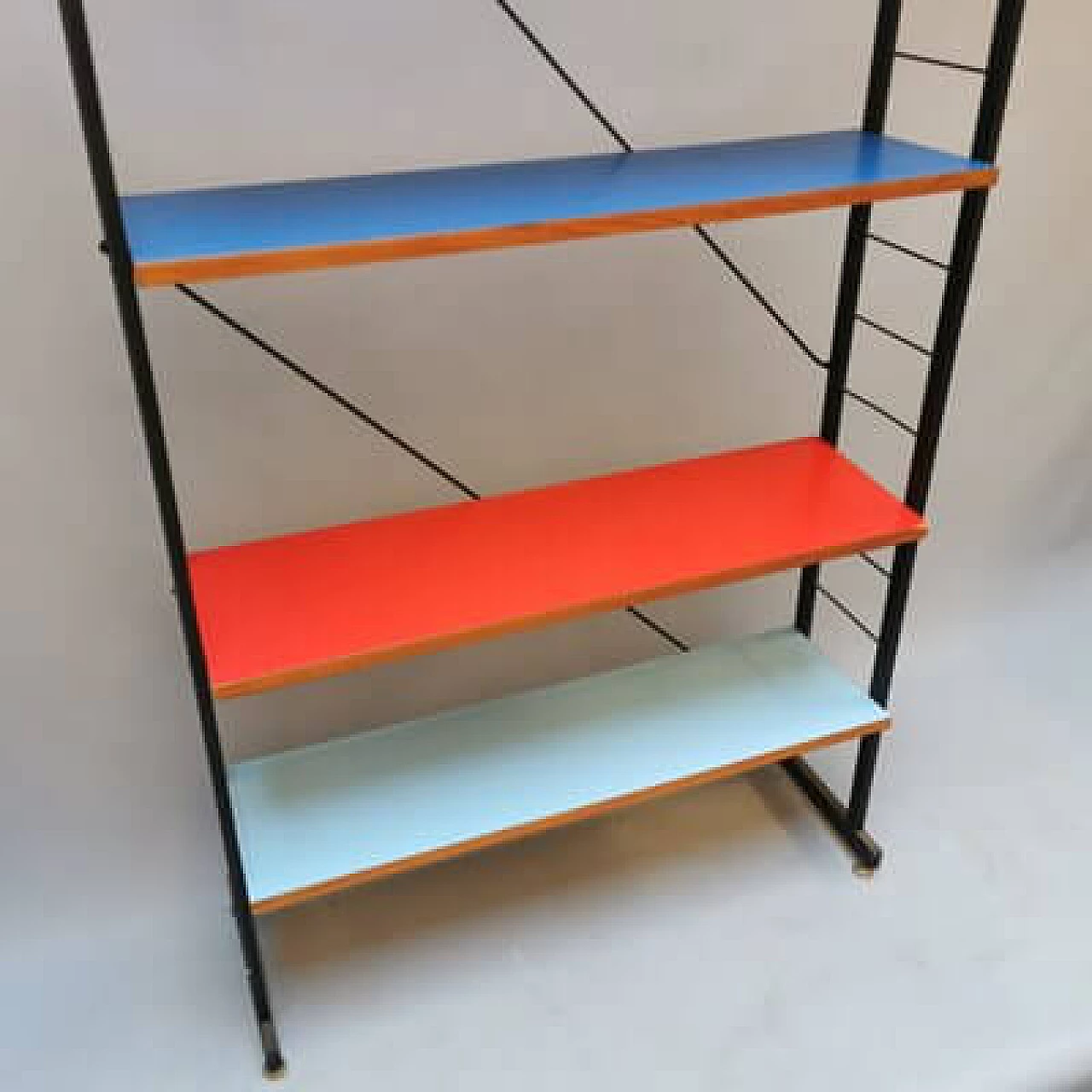 Bookcase with coloured formica shelves, 1960s 2