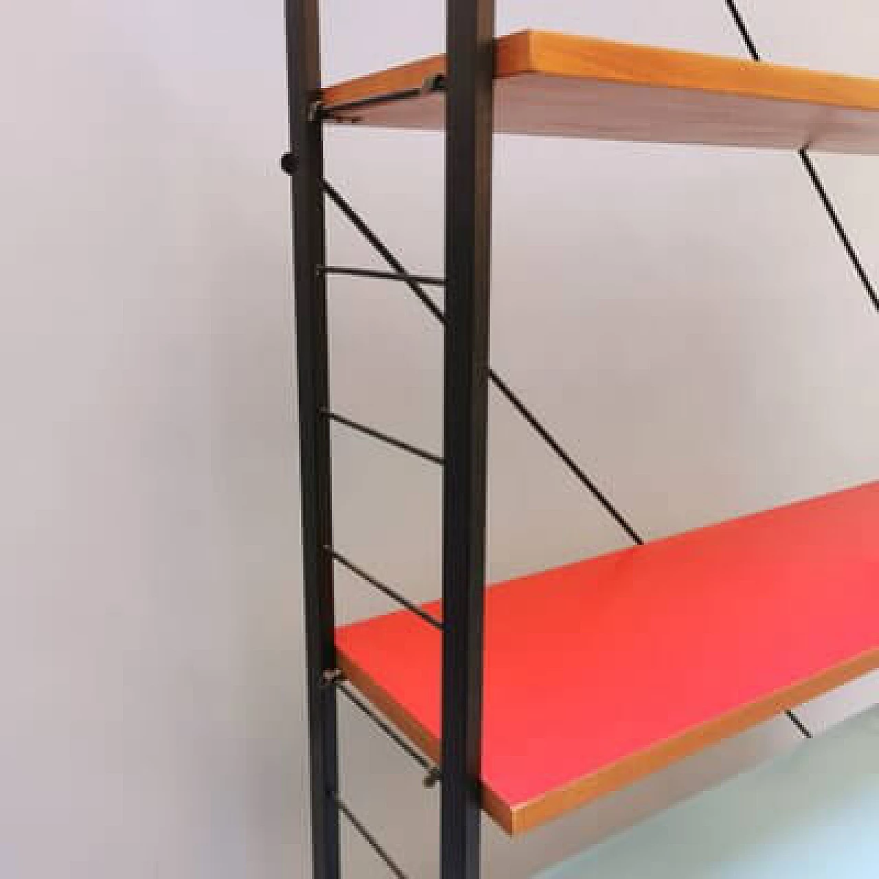 Bookcase with coloured formica shelves, 1960s 4