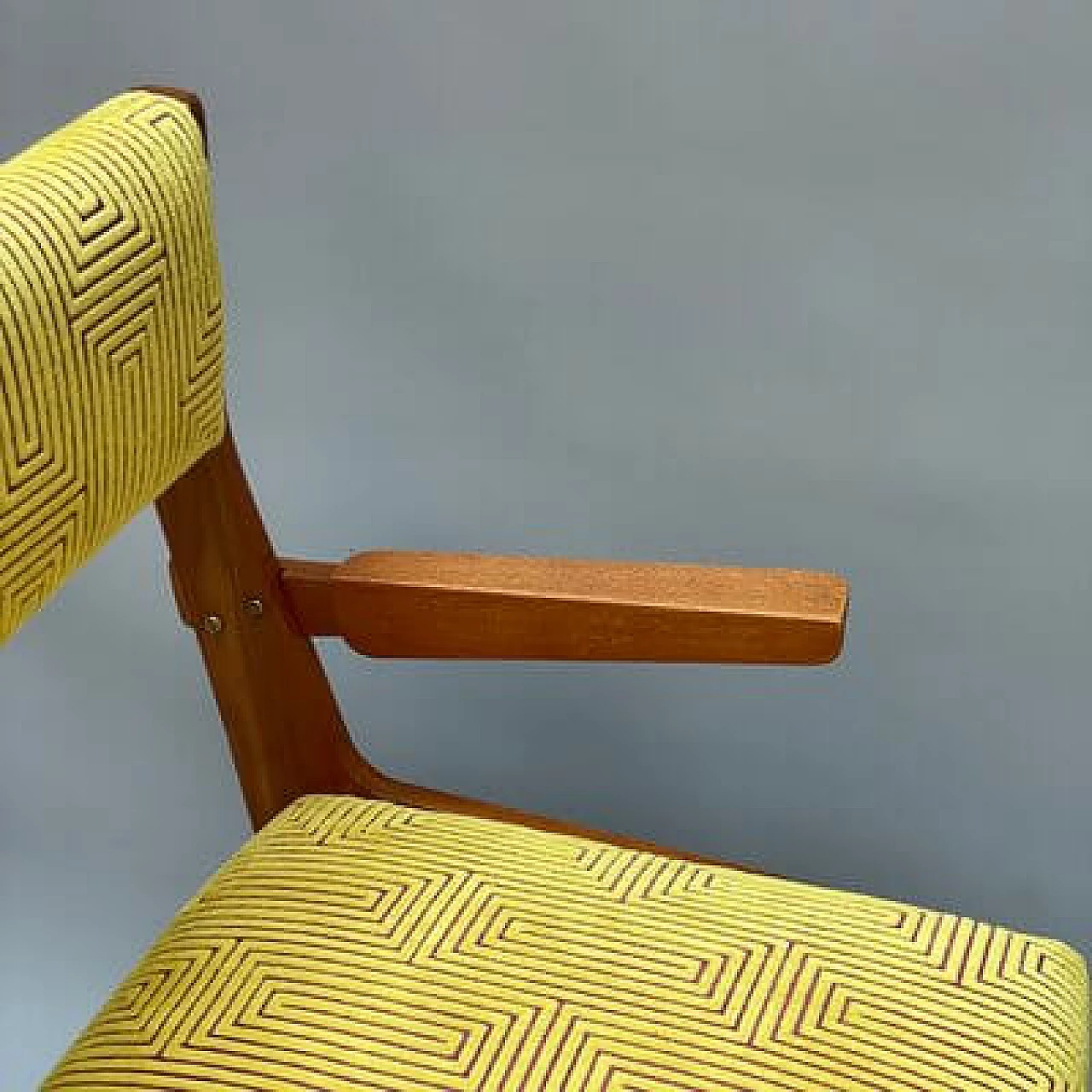 Velvet chair with geometric pattern, 1950s 4