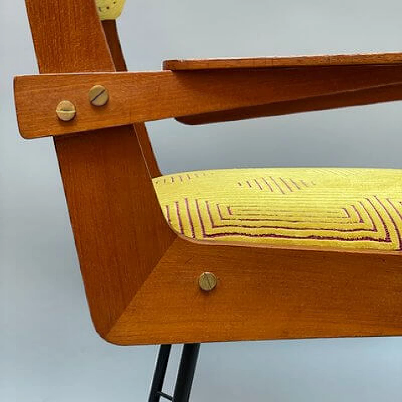 Velvet chair with geometric pattern, 1950s 8