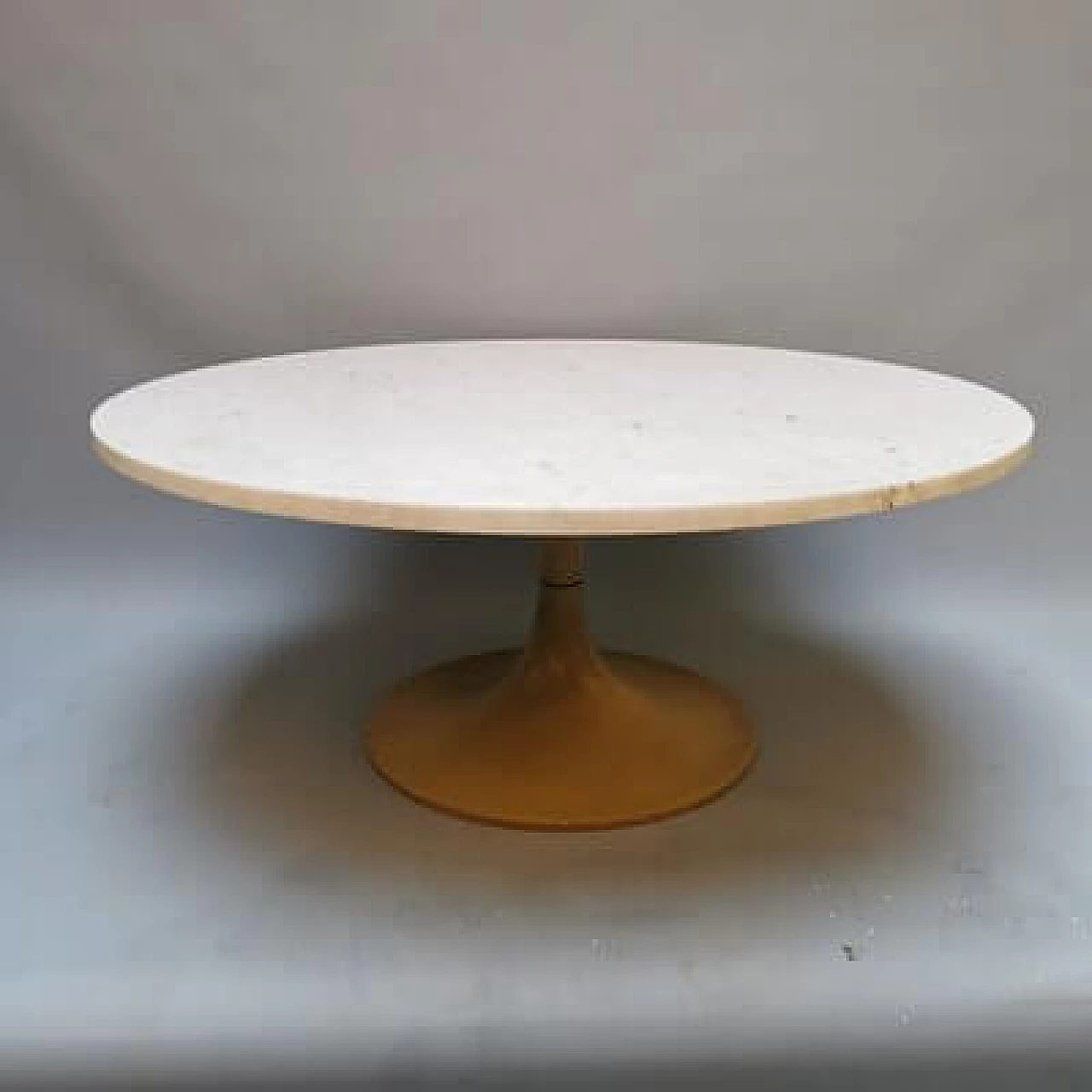 Coffee table with white Carrara marble top and metal base, 1970s 1