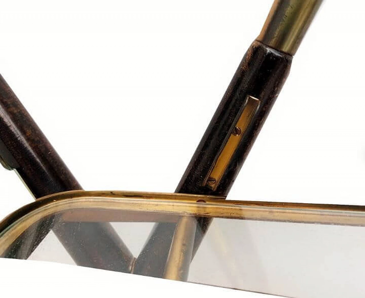 Carrello con portabottiglie in vetro, metallo e legno di Ico Parisi, anni '50 3