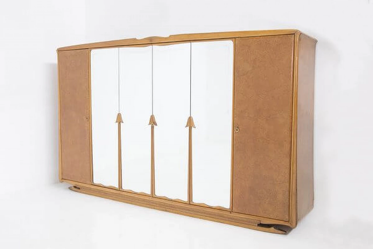 Wood and brass cabinet by Paolo Buffa, 1950s 1