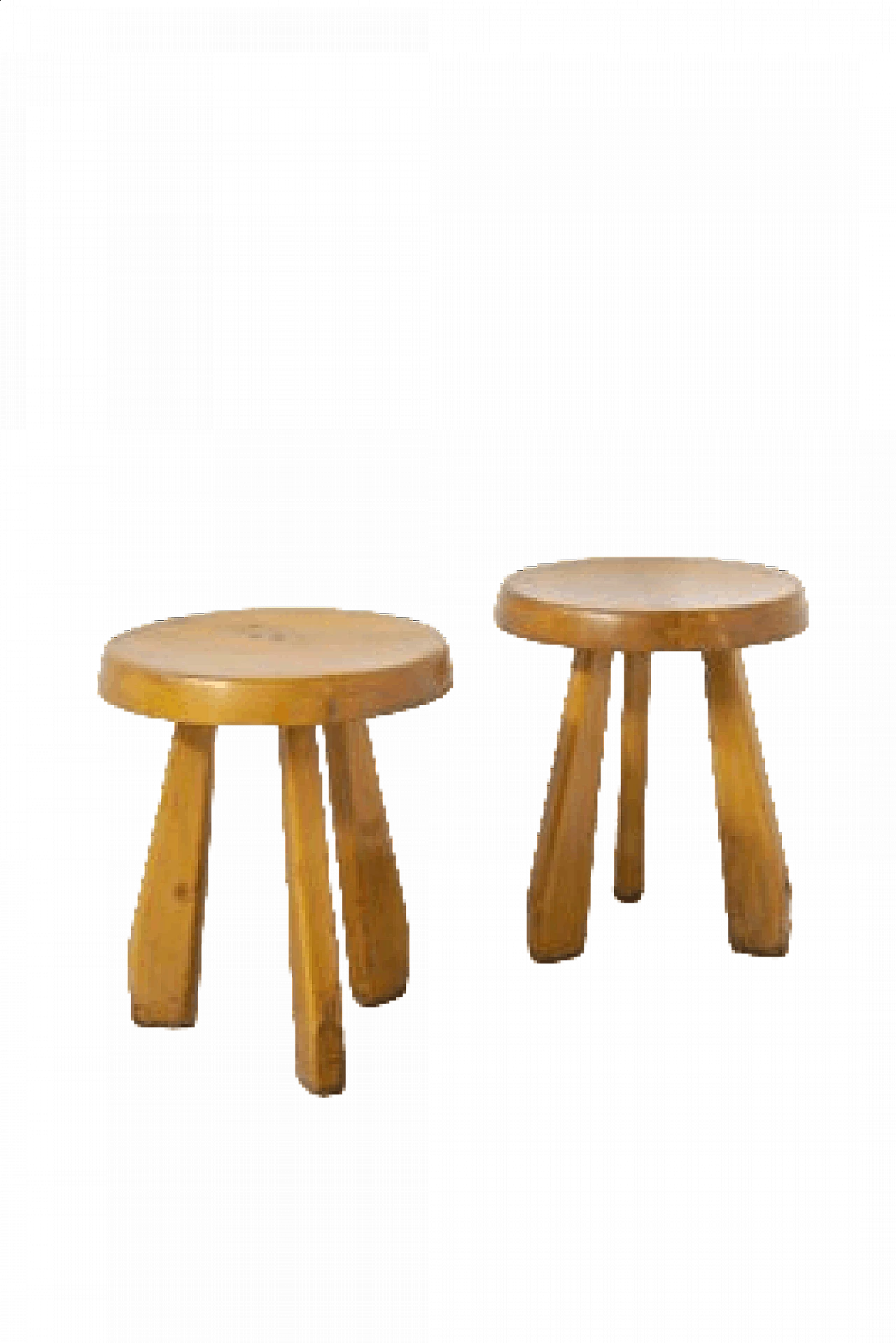Pair of solid wood stools by Charlotte Perriand, 1950s 11