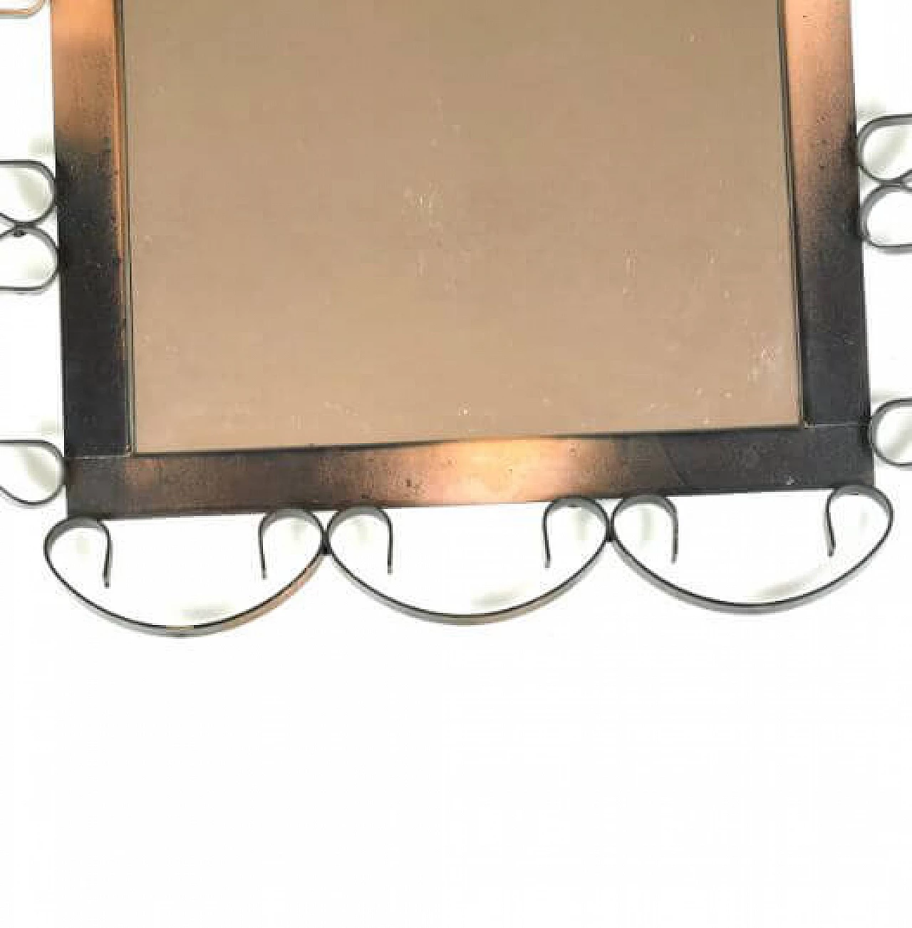 Rectangular mirror with wrought metal frame, 1970s 3