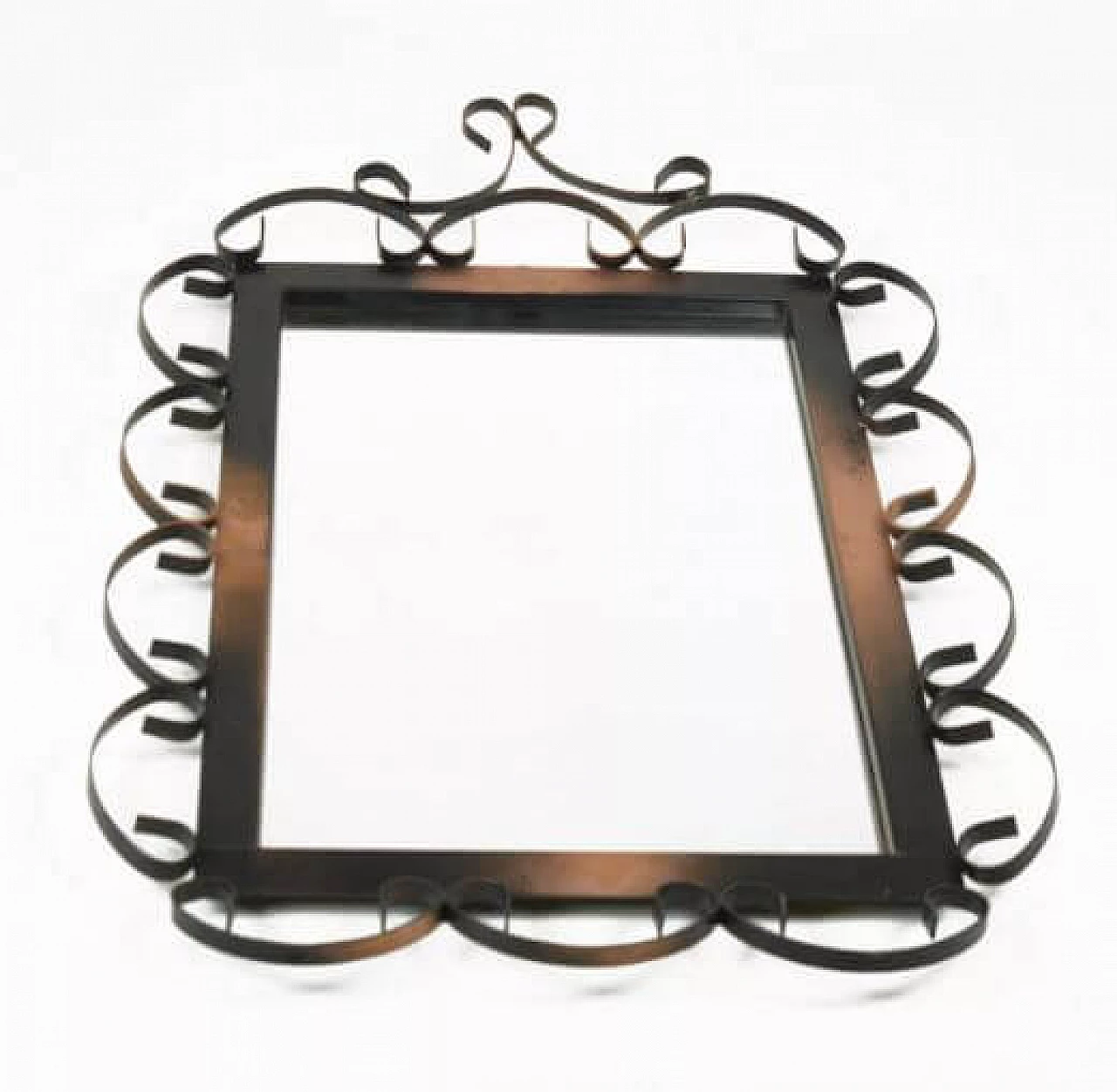 Rectangular mirror with wrought metal frame, 1970s 4
