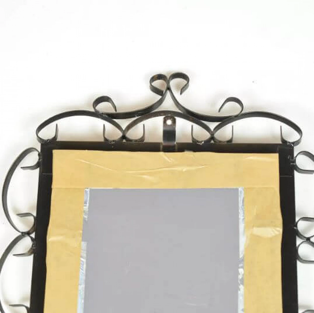 Rectangular mirror with wrought metal frame, 1970s 7