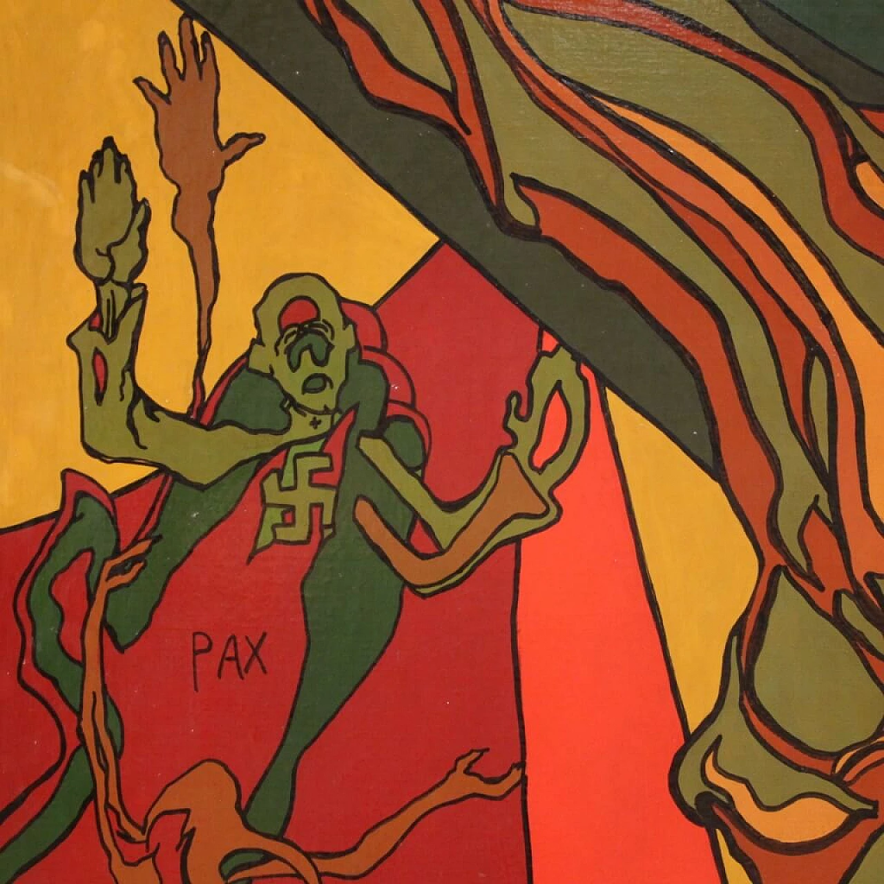 Gino Ghioni, Crocifissione, dipinto a tecnica mista su tela, anni '90 9