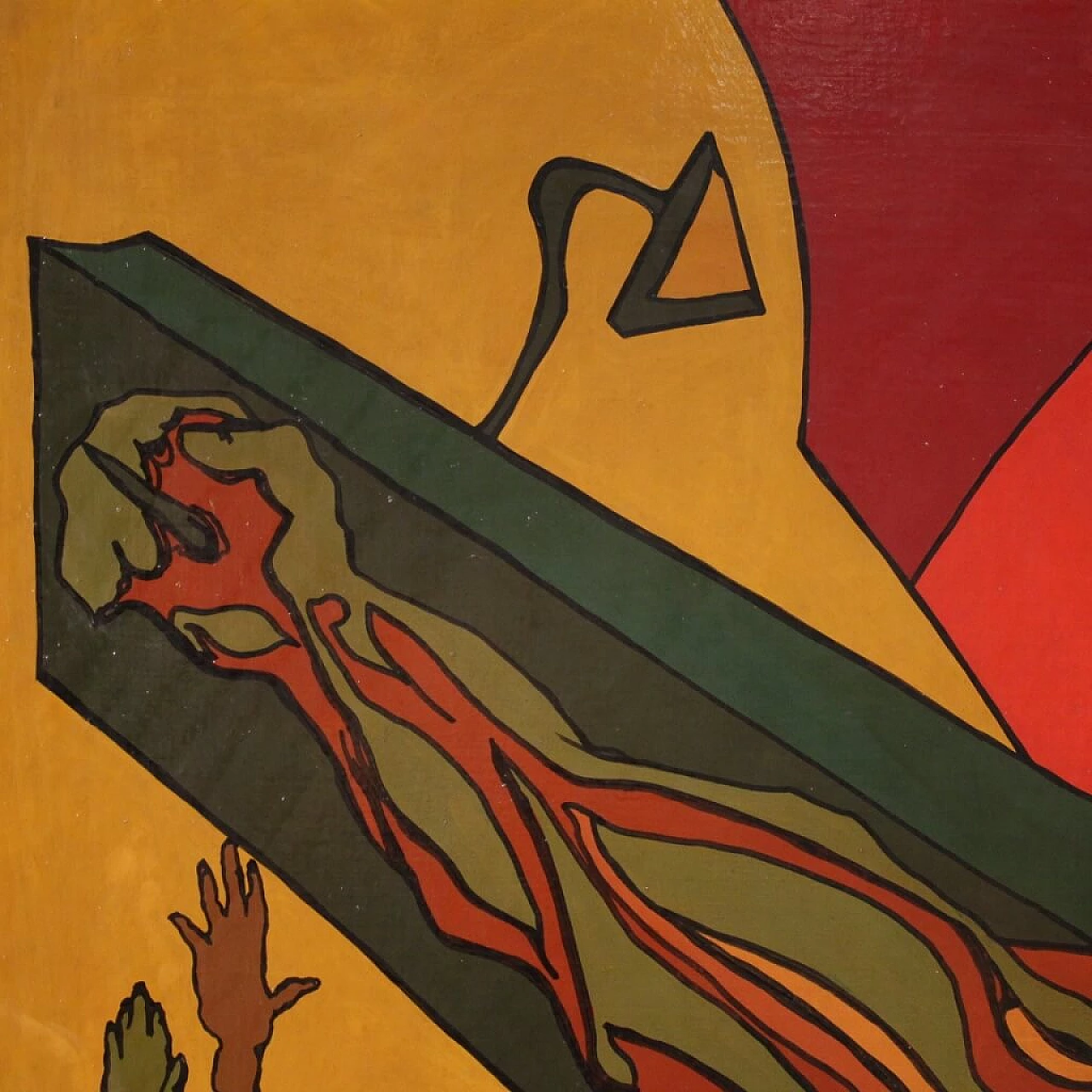 Gino Ghioni, Crocifissione, dipinto a tecnica mista su tela, anni '90 12