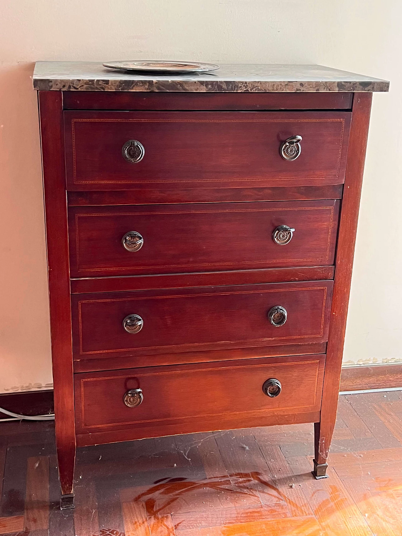 Empire style mahogany dresser with marble top, early 20th century 2