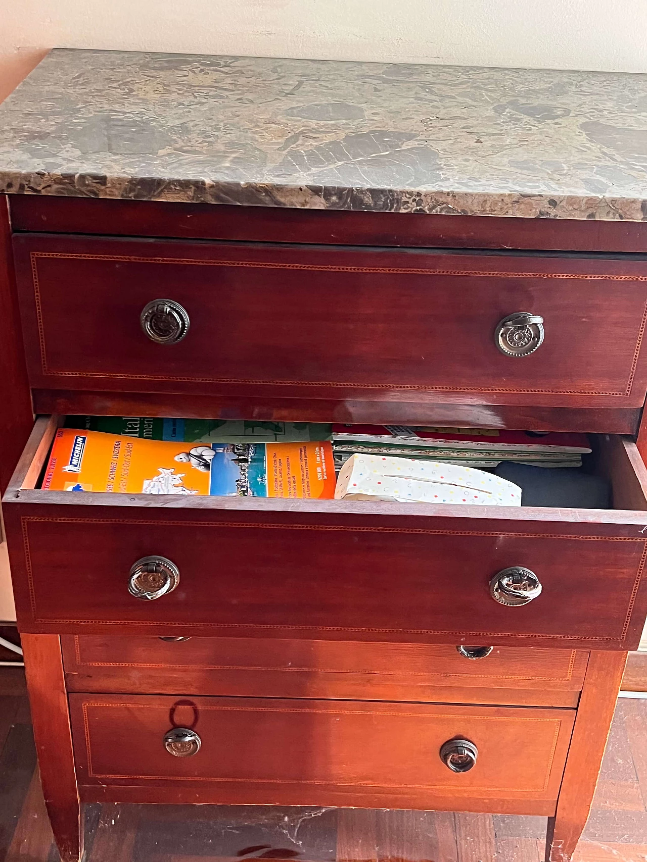 Empire style mahogany dresser with marble top, early 20th century 4