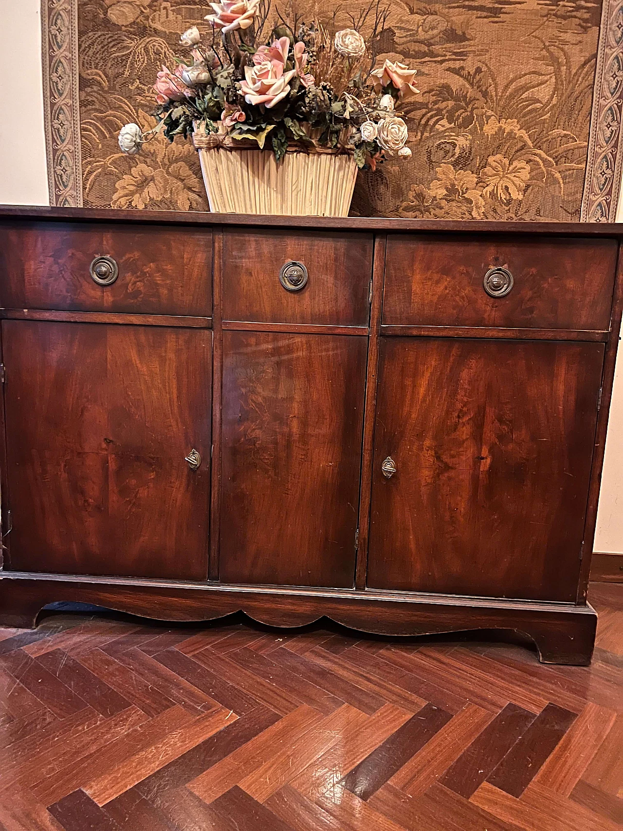 Credenza stile Impero in mogano con maniglie in ottone, inizio '900 3