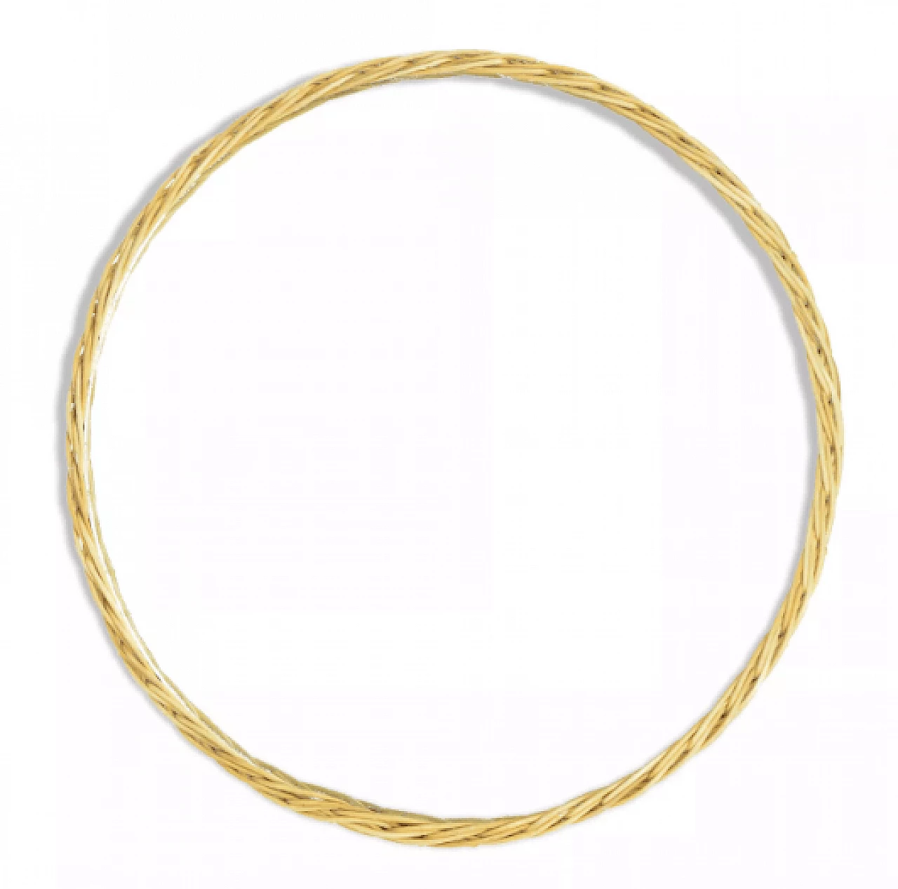 Specchio rotondo con cornice in vimini, anni '70 1