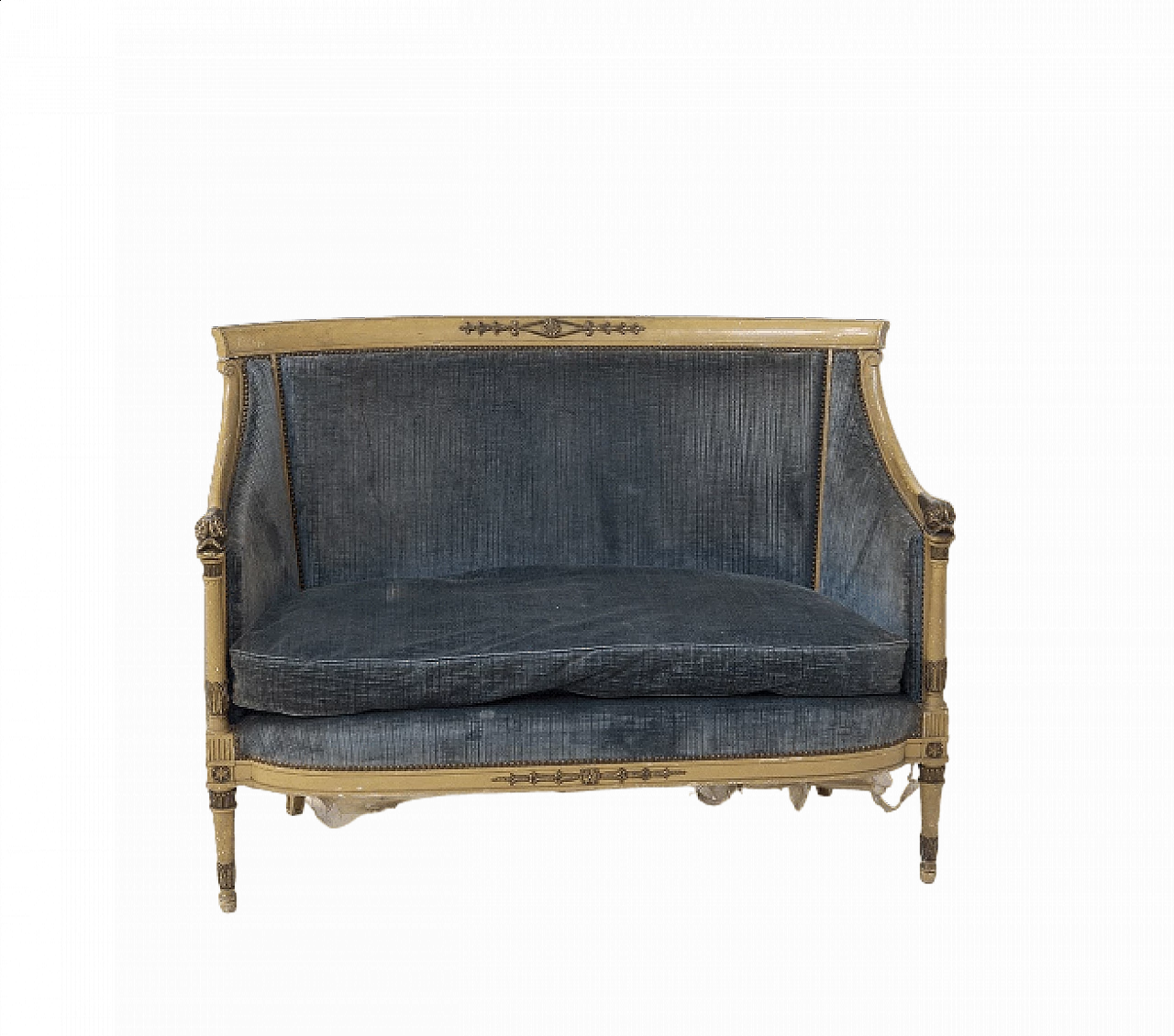 Divano in legno dorato e velluto azzurro, '800 30