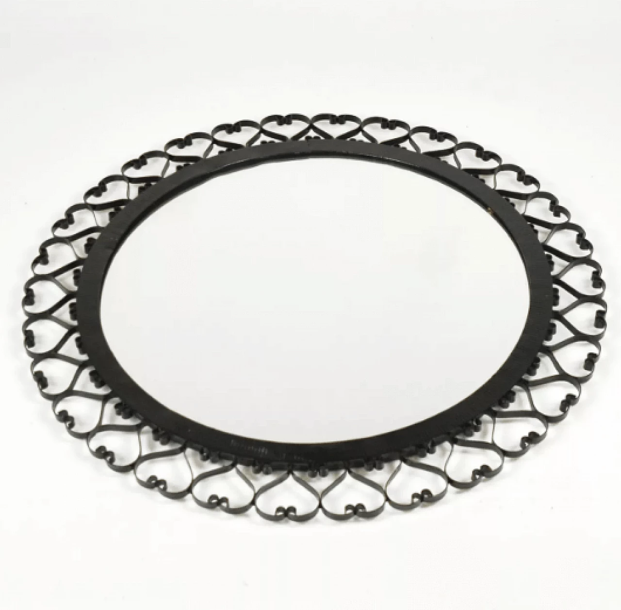 Specchio rotondo 71/3 con cornice in acciaio di VEB Sonneberg, anni '70 3