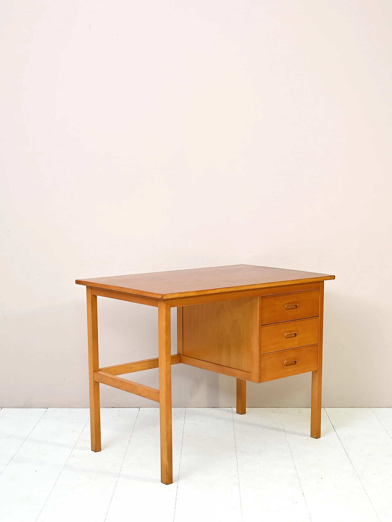 Scandinavian oak desk with side drawers, 1960s 3