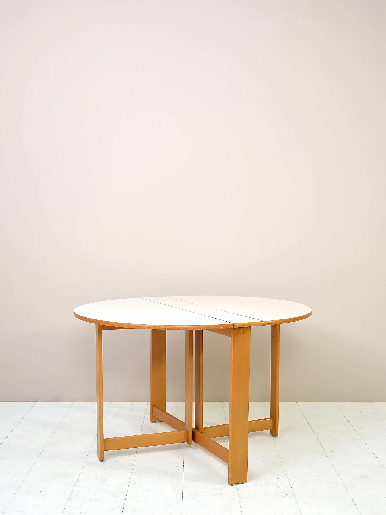 Oval table with side wings and white formica top, 1960s 5