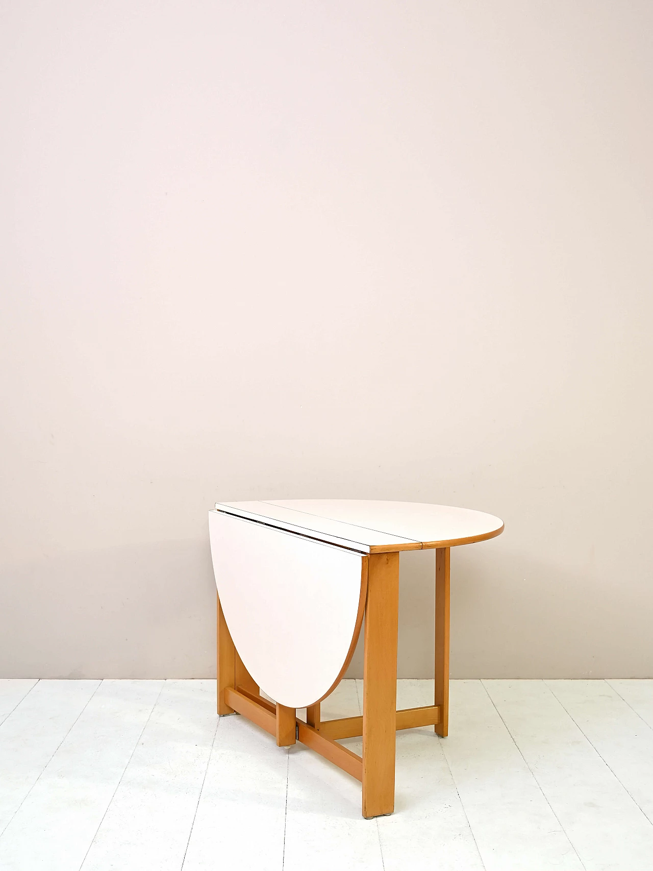 Oval table with side wings and white formica top, 1960s 6