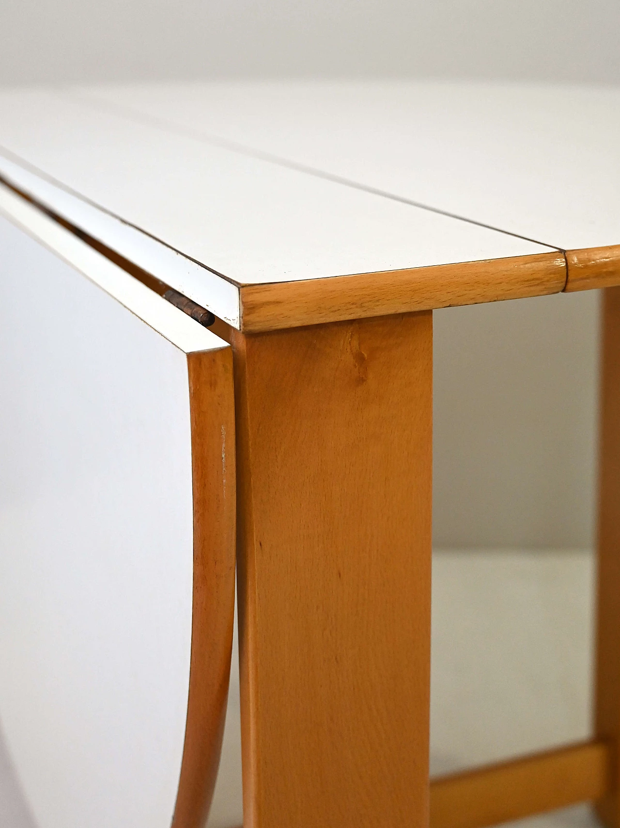 Oval table with side wings and white formica top, 1960s 8
