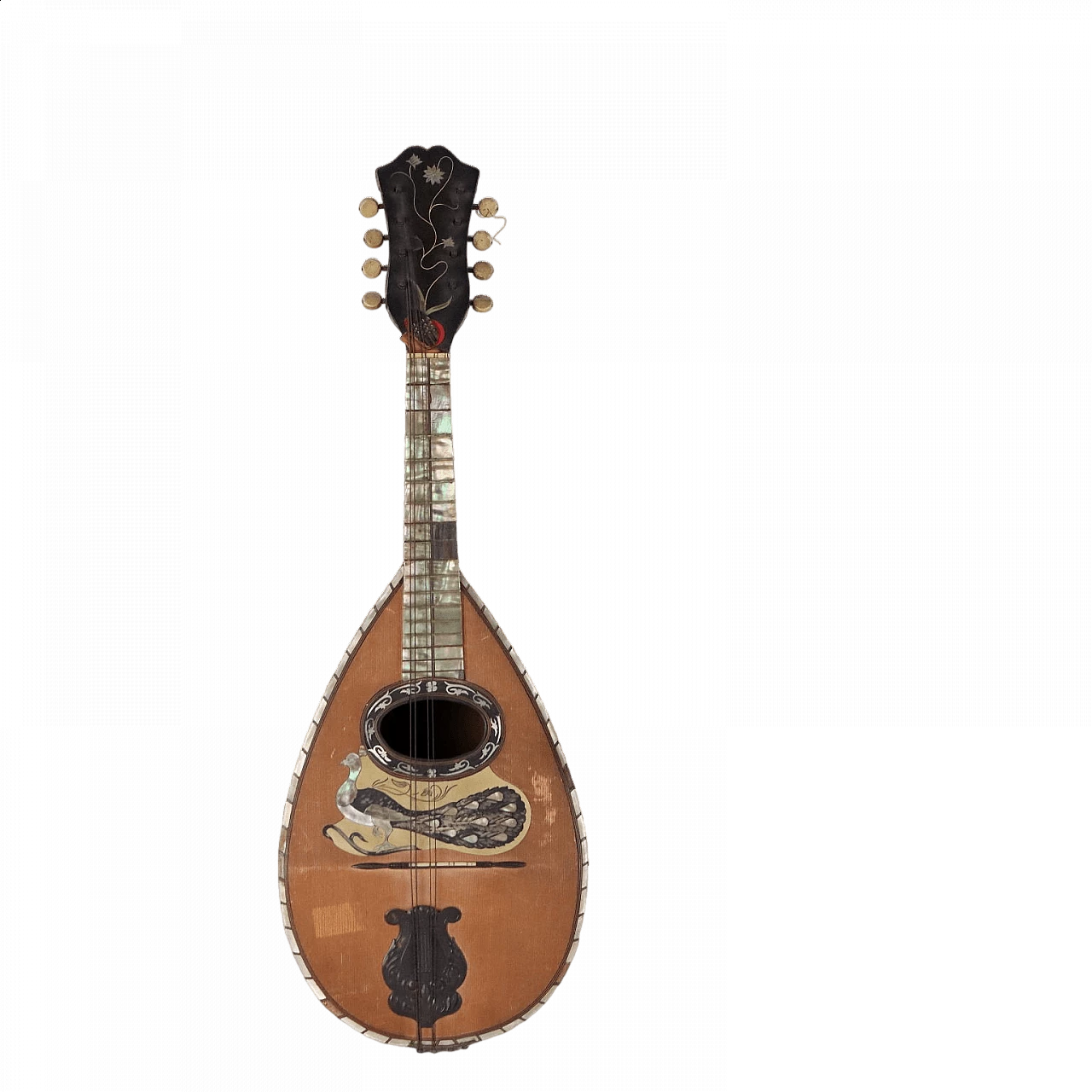 Wooden mandolin with mother-of-pearl inlays 12