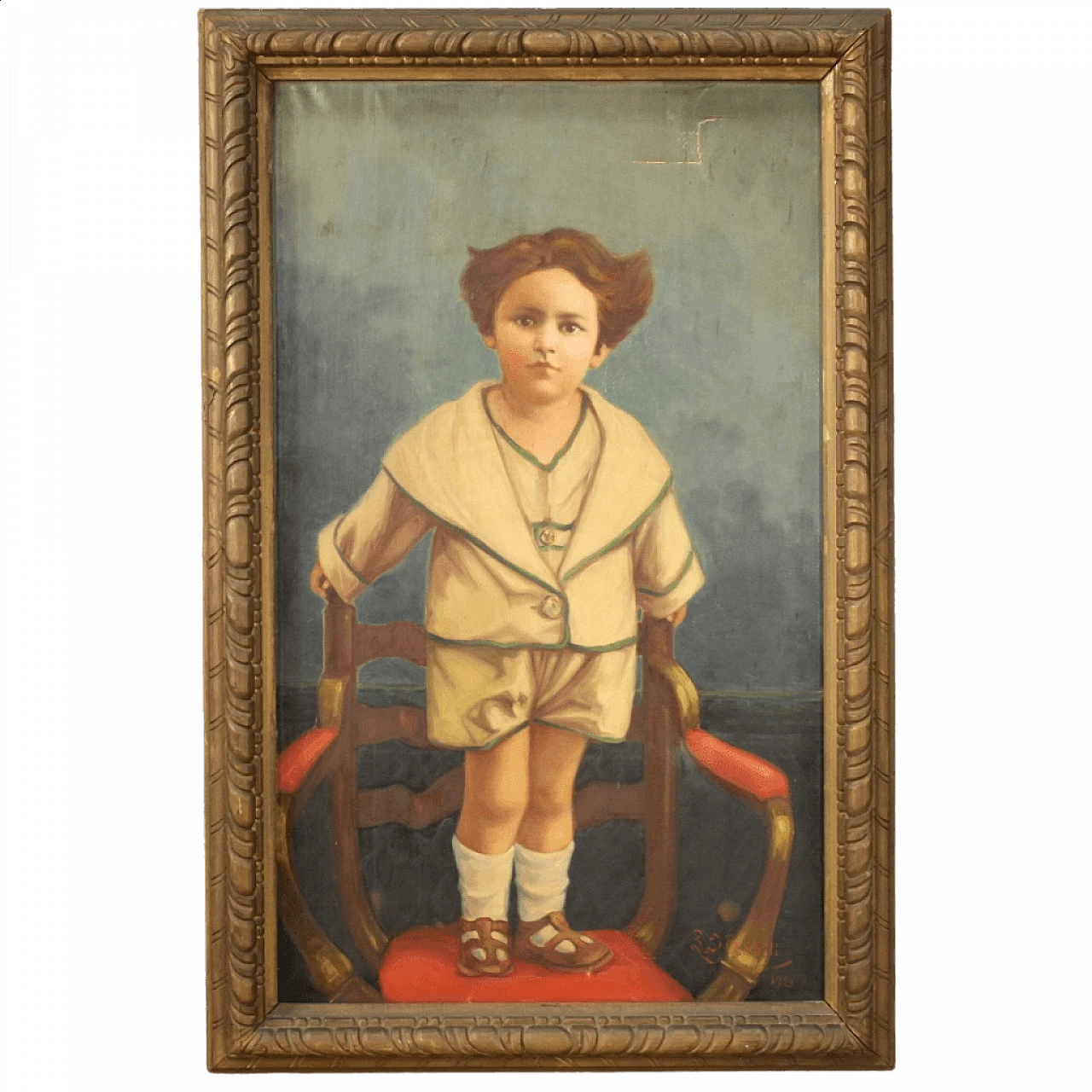 Portrait of a child standing on a chair, oil on canvas, 1921 13
