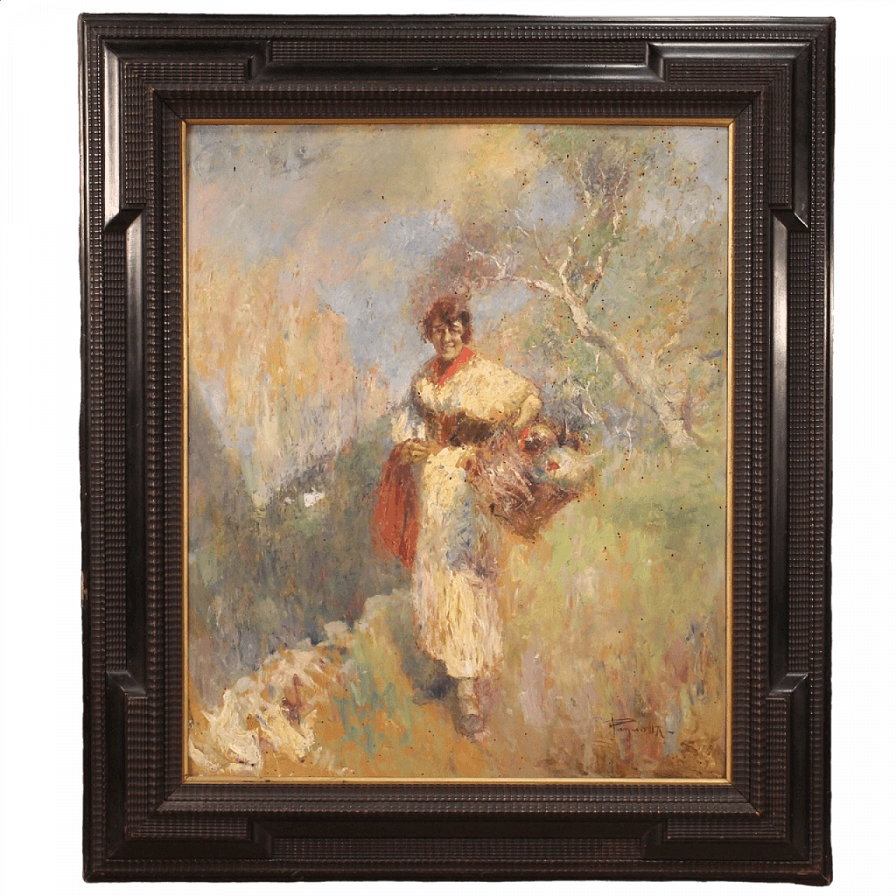 Female figure in Impressionist style, oil on panel, 1960s 13