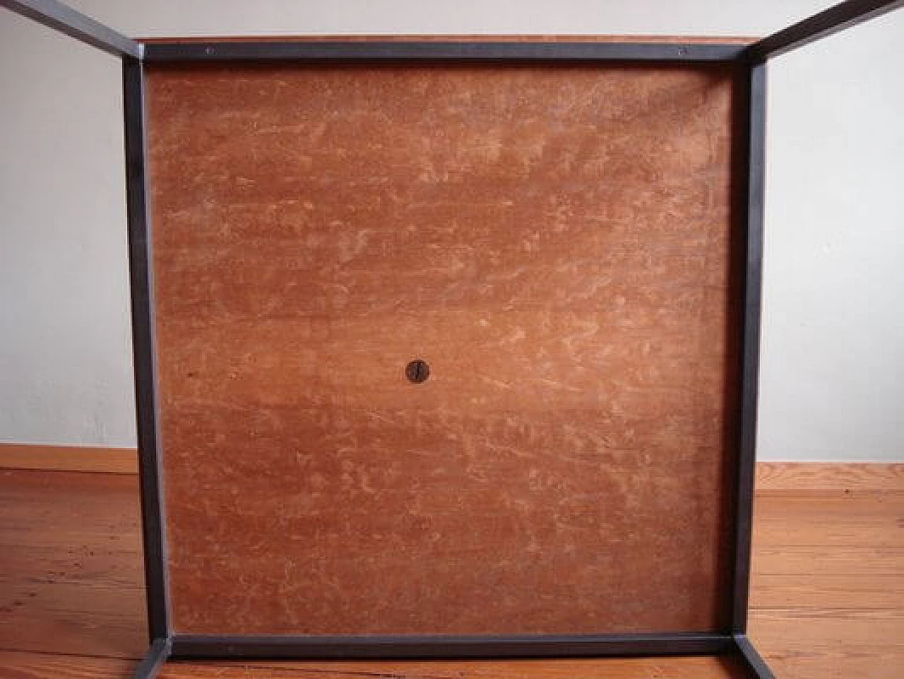 Tavolino quadrato in acciaio e teak di Wilhelm Renz, anni '60 4