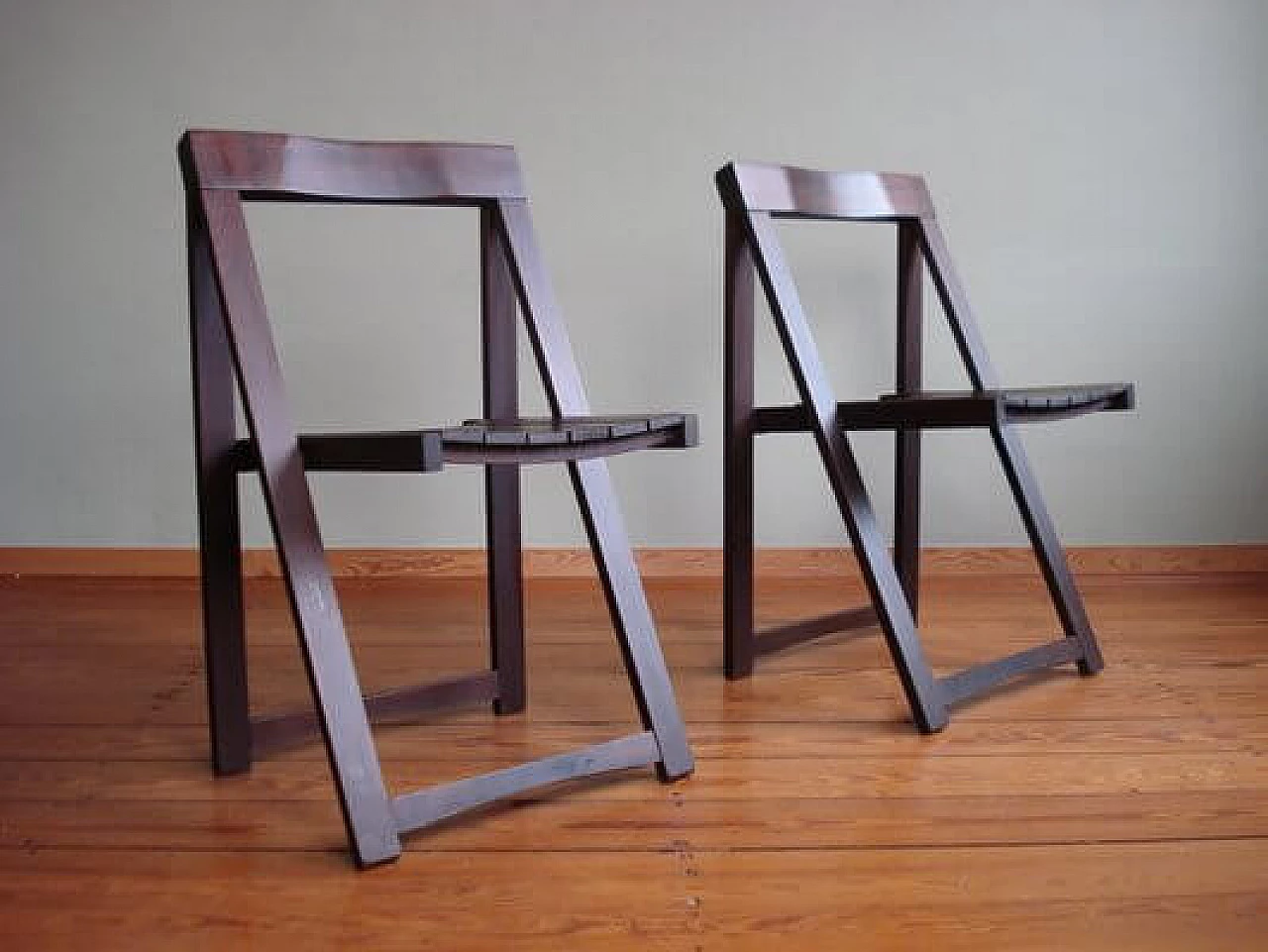 6 Beech folding chairs by Aldo Jacober for Alberto Bazzani, 1960s 1