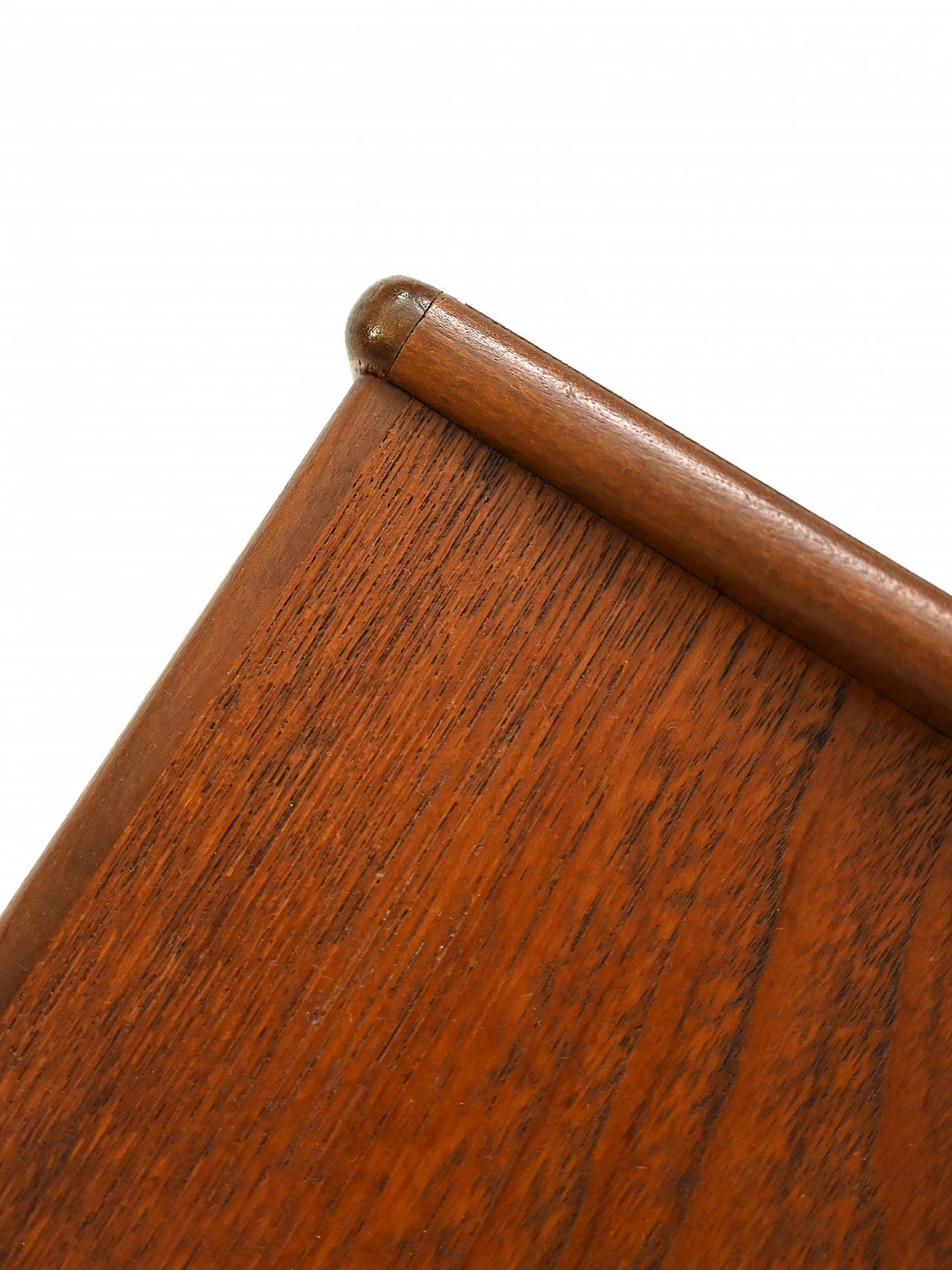 Wooden bedside table with rattan magazine rack shelf, 1960s 6