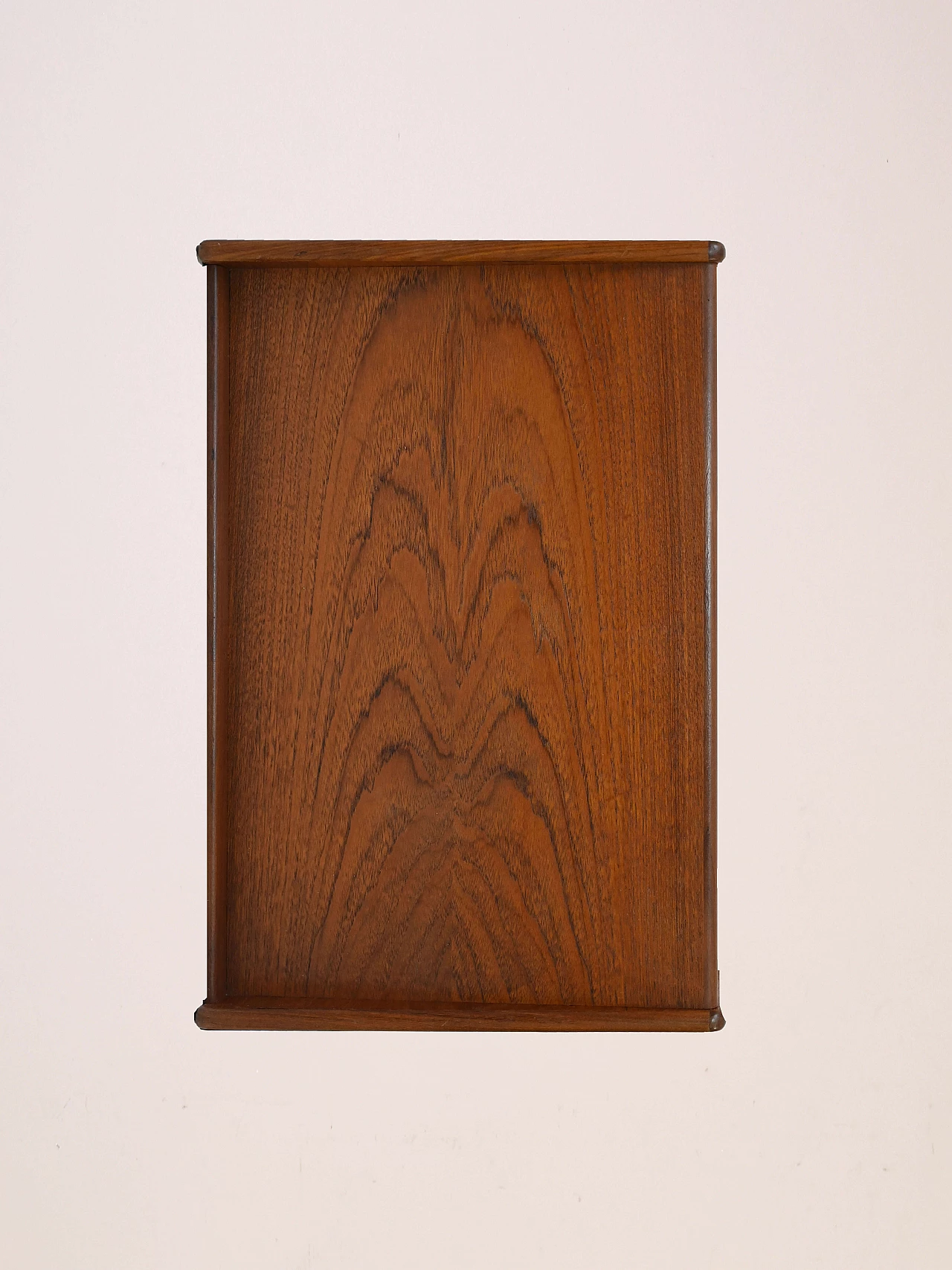 Wooden bedside table with rattan magazine rack shelf, 1960s 10