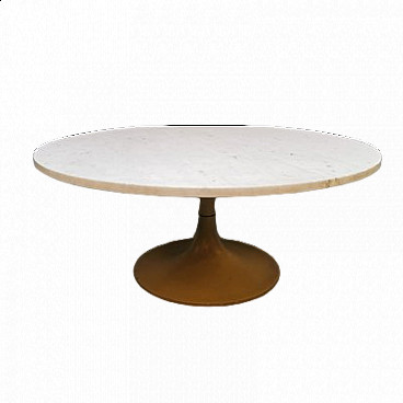 Coffee table with white Carrara marble top and metal base, 1970s