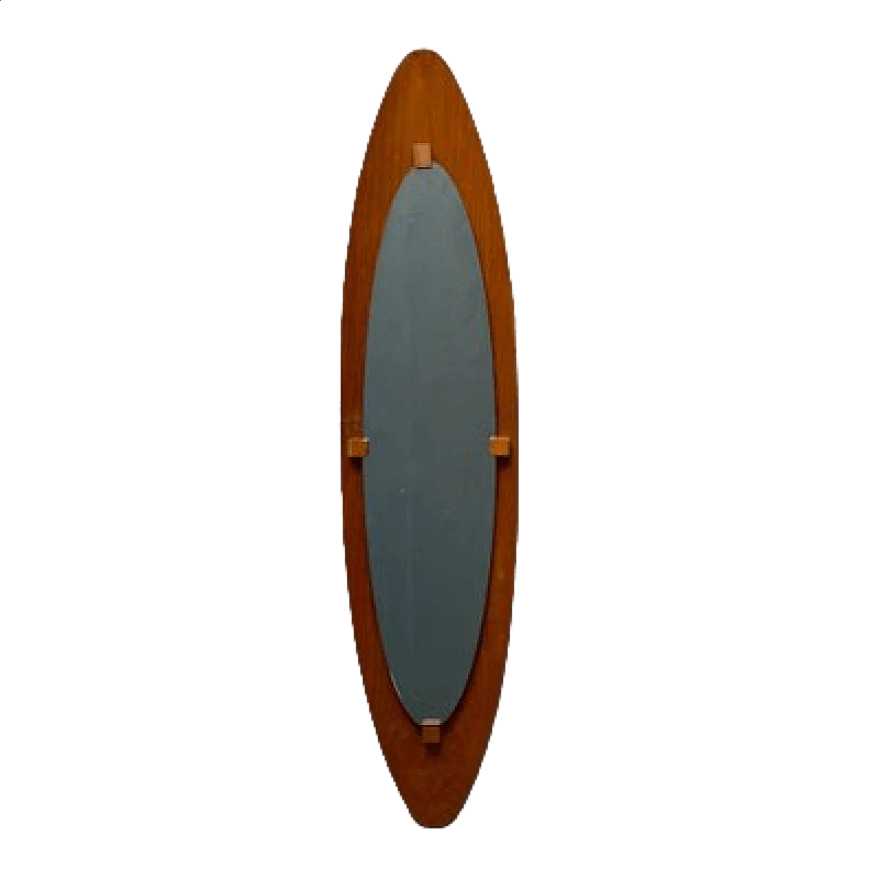 Specchio ovale con cornice in legno, anni '50 6