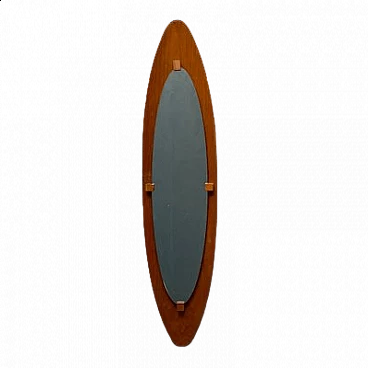 Specchio ovale con cornice in legno, anni '50