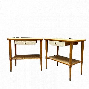 Pair of wooden bedside tables with drawer, 1960s