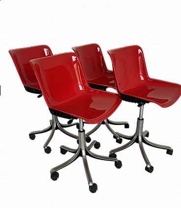 4 Swivel chairs by Osvaldo Borsani for Tecno, 1980s
