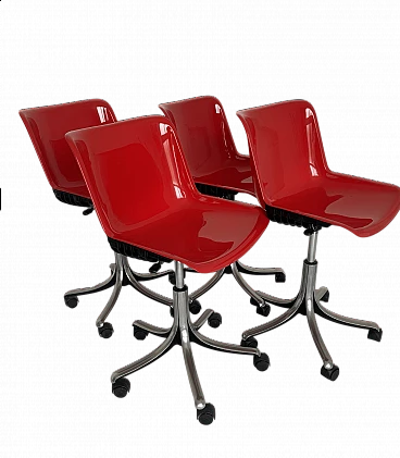 4 Swivel chairs by Osvaldo Borsani for Tecno, 1980s
