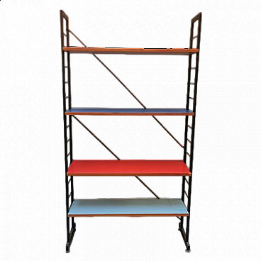 Bookcase with coloured formica shelves, 1960s