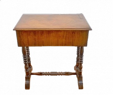 Sewing table in solid turned walnut, late 19th century